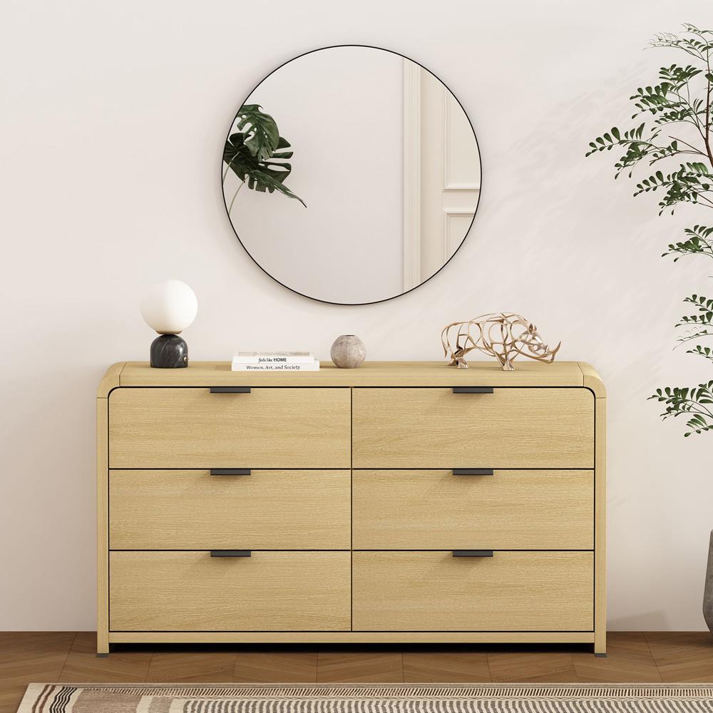Manhattan Comfort - Grace 60 Double Dresser with 6 Drawers in Natural Oak and Black - DR009-NO veiw 8