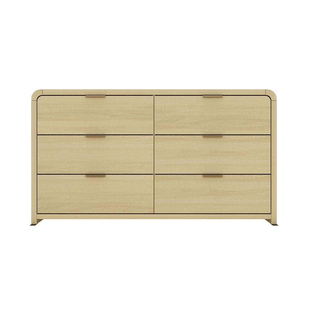 Manhattan Comfort - Grace 60 Double Dresser with 6 Drawers in Natural Oak and Gold - DR009-GNO veiw 1