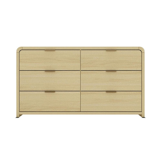 Manhattan Comfort - Grace 60 Double Dresser with 6 Drawers in Natural Oak and Gold - DR009-GNO veiw 1