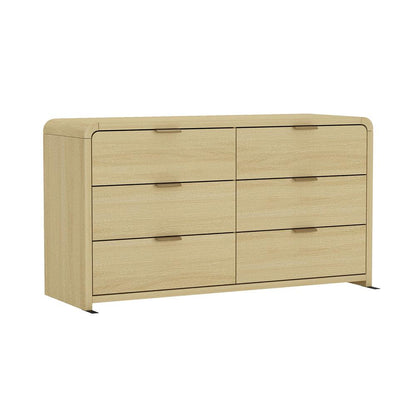 Manhattan Comfort - Grace 60 Double Dresser with 6 Drawers in Natural Oak and Gold - DR009-GNO veiw 2