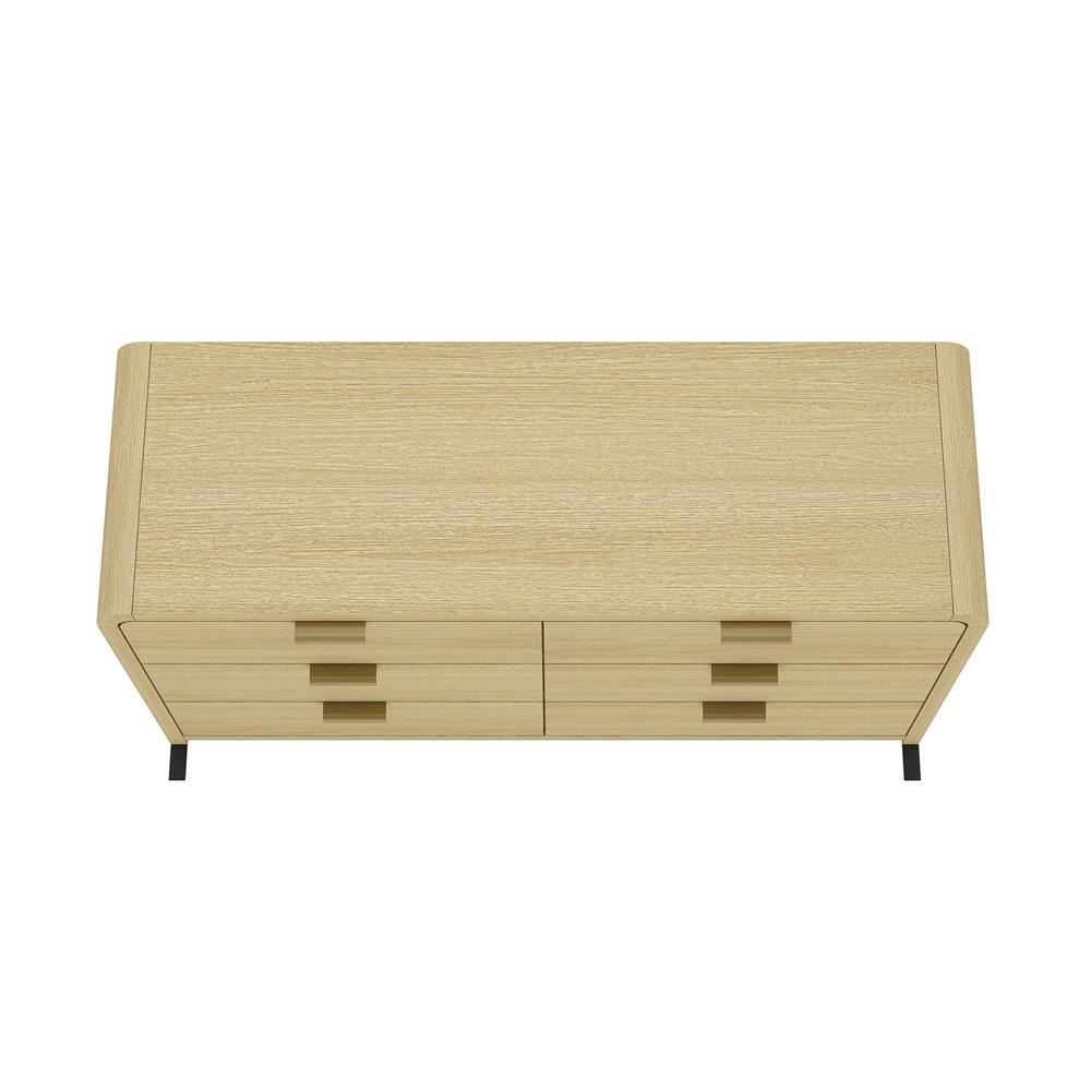 Manhattan Comfort - Grace 60 Double Dresser with 6 Drawers in Natural Oak and Gold - DR009-GNO veiw 3