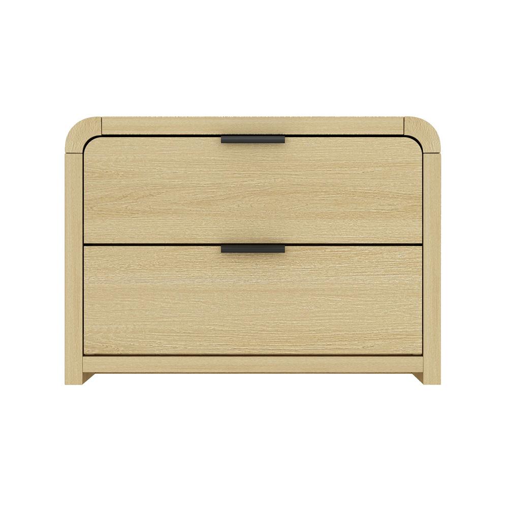 Manhattan Comfort - Grace Nightstand with 2 Drawers in Natural Oak and Black - NS007-NO veiw 1
