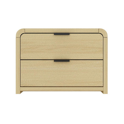 Manhattan Comfort - Grace Nightstand with 2 Drawers in Natural Oak and Black - NS007-NO veiw 1
