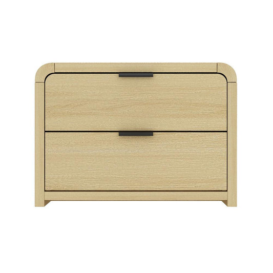 Manhattan Comfort - Grace Nightstand with 2 Drawers in Natural Oak and Black - NS007-NO veiw 1