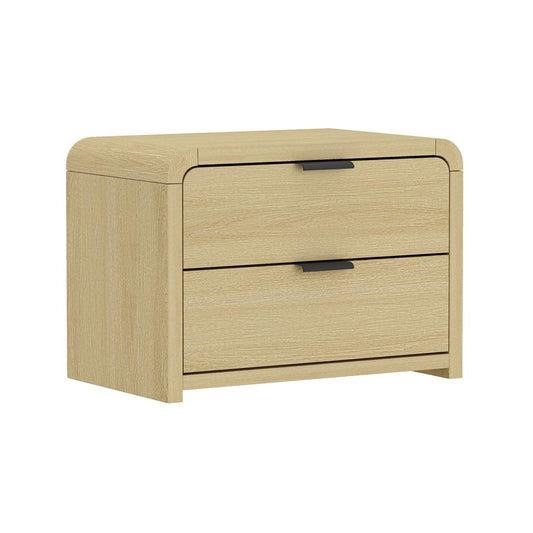 Manhattan Comfort - Grace Nightstand with 2 Drawers in Natural Oak and Black - NS007-NO veiw 2