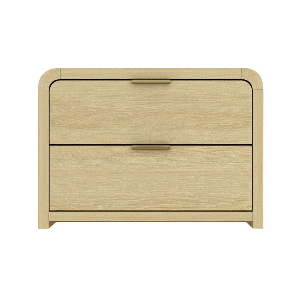 Manhattan Comfort - Grace Nightstand with 2 Drawers in Natural Oak and Gold - NS007-GNO veiw 1