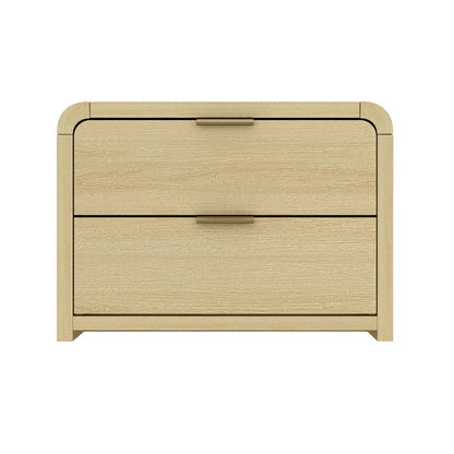 Manhattan Comfort - Grace Nightstand with 2 Drawers in Natural Oak and Gold - NS007-GNO veiw 1