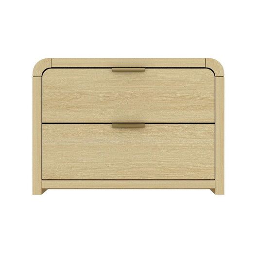 Manhattan Comfort - Grace Nightstand with 2 Drawers in Natural Oak and Gold - NS007-GNO veiw 1