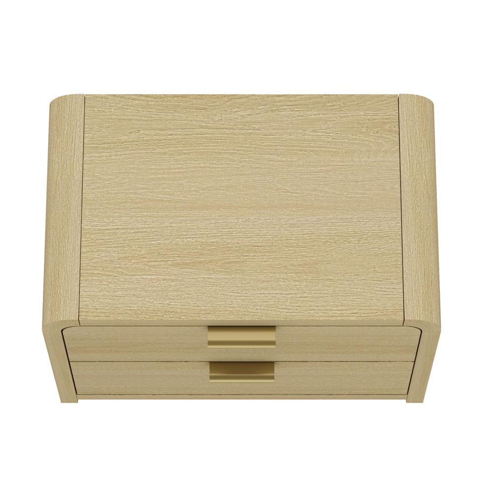 Manhattan Comfort - Grace Nightstand with 2 Drawers in Natural Oak and Gold - NS007-GNO veiw 3