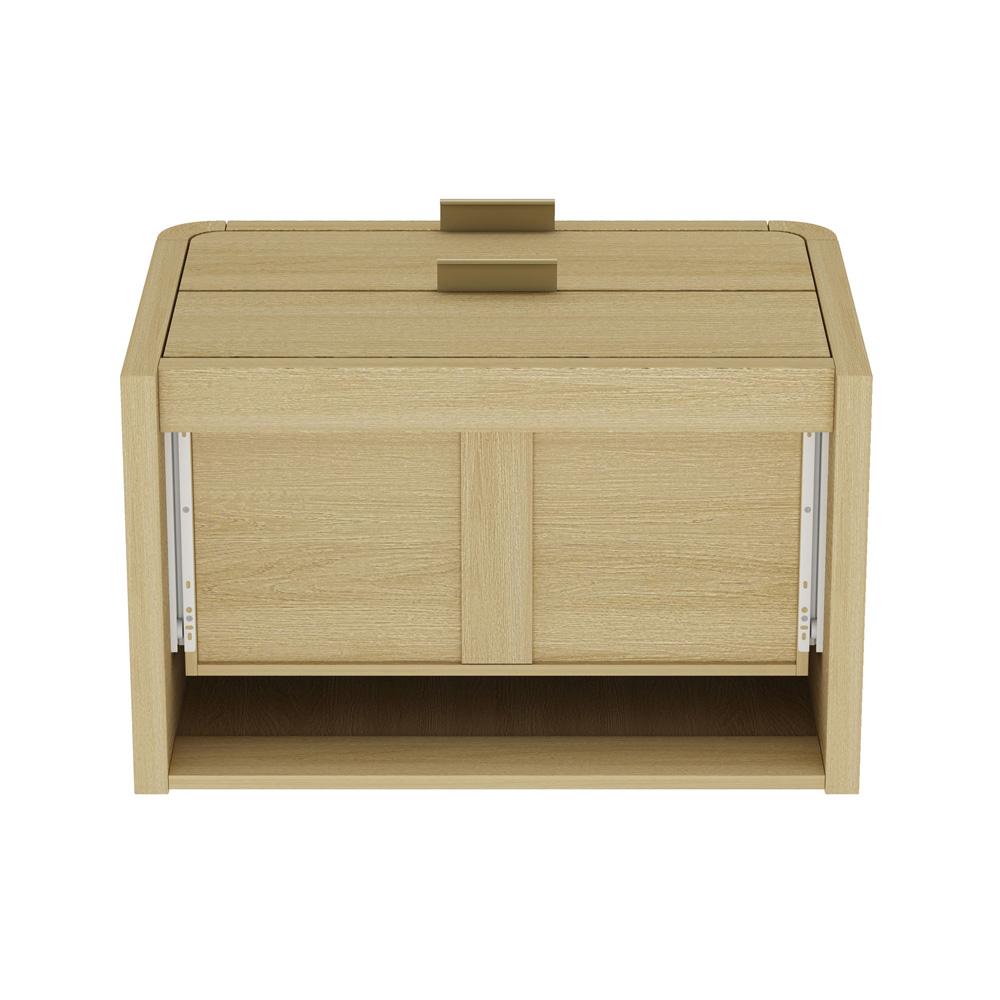 Manhattan Comfort - Grace Nightstand with 2 Drawers in Natural Oak and Gold - NS007-GNO veiw 5