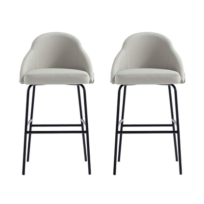 Manhattan Comfort - Gracie Leatherette Barstool with Steel Legs in Stone and Black - Set of 2 - 2-BS022-BST veiw 1