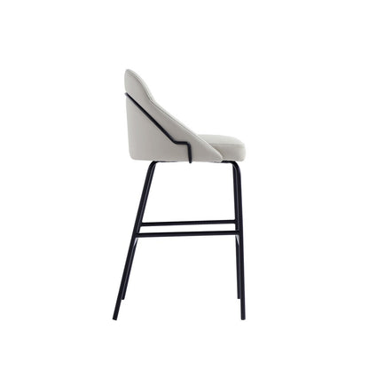 Manhattan Comfort - Gracie Leatherette Barstool with Steel Legs in Stone and Black - Set of 2 - 2-BS022-BST veiw 3