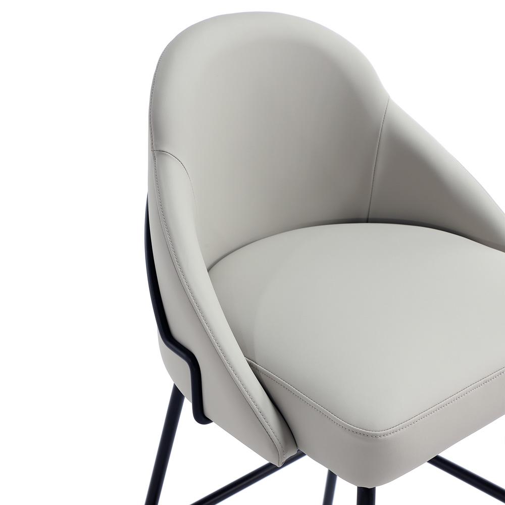 Manhattan Comfort - Gracie Leatherette Barstool with Steel Legs in Stone and Black - Set of 2 - 2-BS022-BST veiw 7