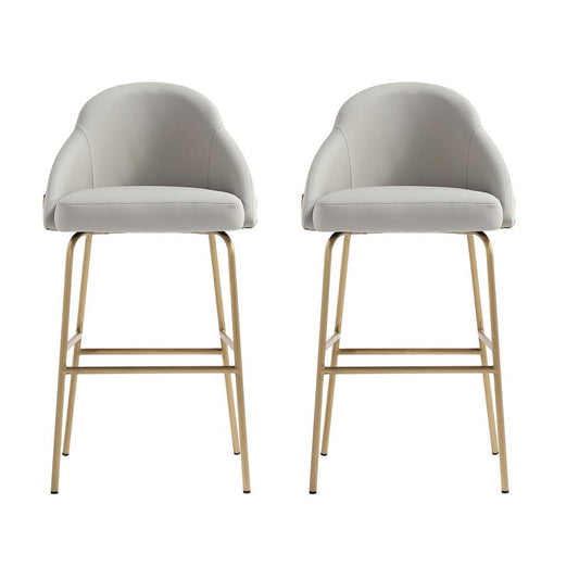 Manhattan Comfort - Gracie Leatherette Barstool with Steel Legs in Stone and Gold - Set of 2 - 2-BS022-GST veiw 1