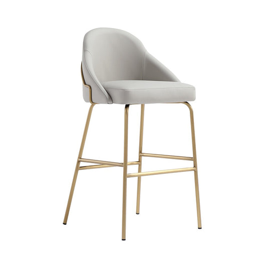 Manhattan Comfort - Gracie Leatherette Barstool with Steel Legs in Stone and Gold - Set of 2 - 2-BS022-GST veiw 2