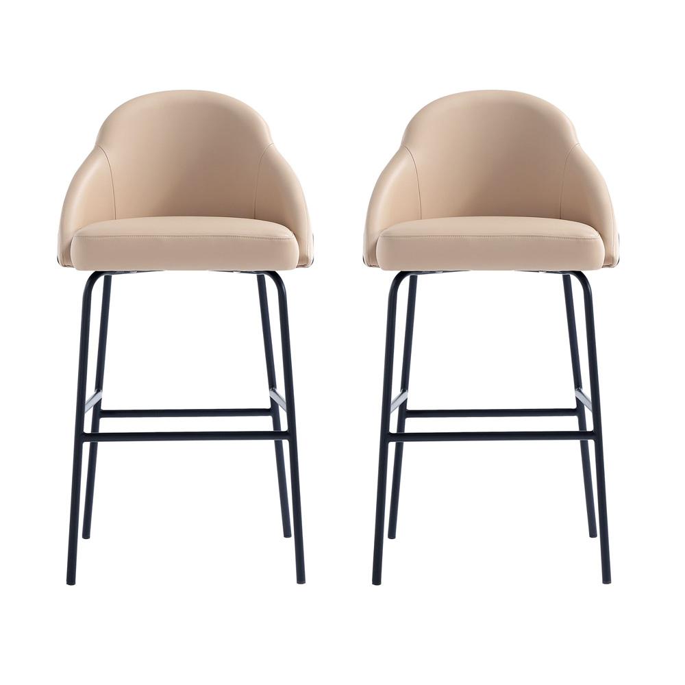 Manhattan Comfort - Gracie Leatherette Barstool with Steel Legs in Tan and Black - Set of 2 - 2-BS022-BTN veiw 1