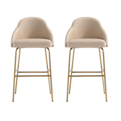 Manhattan Comfort - Gracie Leatherette Barstool with Steel Legs in Tan and Gold - Set of 2 - 2-BS022-GTN veiw 1
