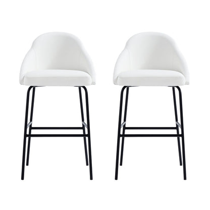 Manhattan Comfort - Gracie Leatherette Barstool with Steel Legs in White and Black - Set of 2 - 2-BS022-BWH veiw 1