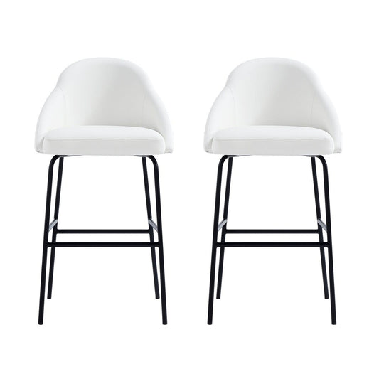 Manhattan Comfort - Gracie Leatherette Barstool with Steel Legs in White and Black - Set of 2 - 2-BS022-BWH veiw 1
