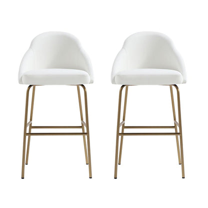 Manhattan Comfort - Gracie Leatherette Barstool with Steel Legs in White and Gold - Set of 2 - 2-BS022-GWH veiw 1