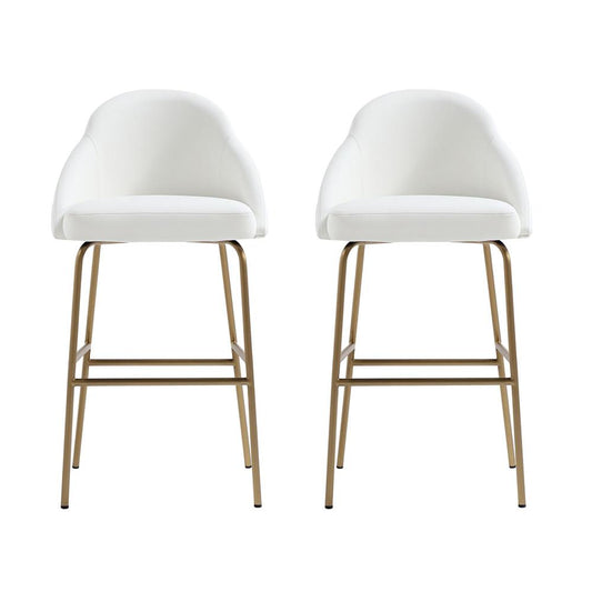 Manhattan Comfort - Gracie Leatherette Barstool with Steel Legs in White and Gold - Set of 2 - 2-BS022-GWH veiw 1