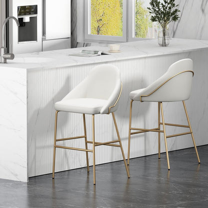 Manhattan Comfort - Gracie Leatherette Barstool with Steel Legs in White and Gold - Set of 2 - 2-BS022-GWH veiw 8