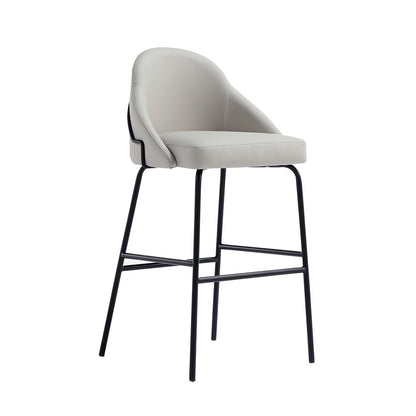 Manhattan Comfort - Gracie Leatherette Barstool with Steel Legs in Stone and Black - Set of 3 - 3-BS022-BST veiw 2