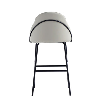 Manhattan Comfort - Gracie Leatherette Barstool with Steel Legs in Stone and Black - Set of 3 - 3-BS022-BST veiw 4