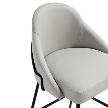 Manhattan Comfort - Gracie Leatherette Barstool with Steel Legs in Stone and Black - Set of 3 - 3-BS022-BST veiw 7