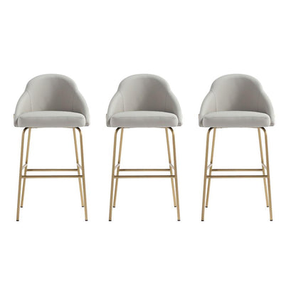 Manhattan Comfort - Gracie Leatherette Barstool with Steel Legs in Stone and Gold - Set of 3 - 3-BS022-GST veiw 1