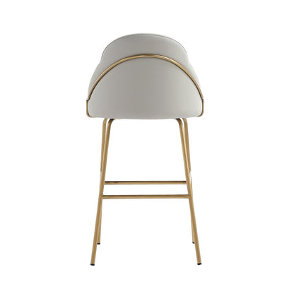 Manhattan Comfort - Gracie Leatherette Barstool with Steel Legs in Stone and Gold - Set of 3 - 3-BS022-GST veiw 4