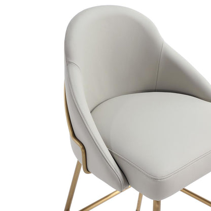 Manhattan Comfort - Gracie Leatherette Barstool with Steel Legs in Stone and Gold - Set of 3 - 3-BS022-GST veiw 7