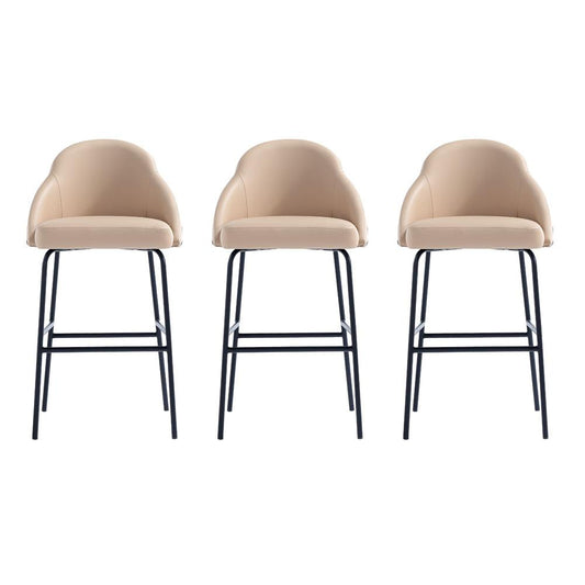 Manhattan Comfort - Gracie Leatherette Barstool with Steel Legs in Tan and Black - Set of 3 - 3-BS022-BTN veiw 1