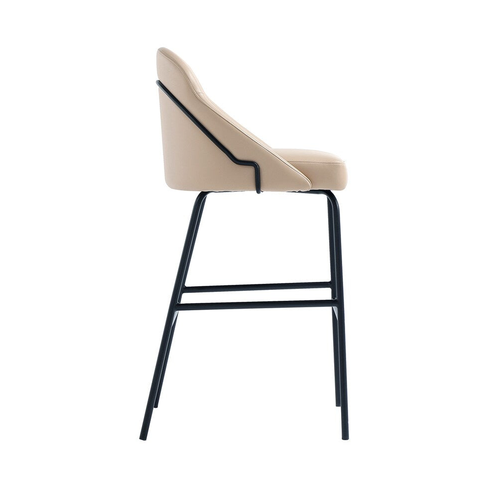 Manhattan Comfort - Gracie Leatherette Barstool with Steel Legs in Tan and Black - Set of 3 - 3-BS022-BTN veiw 3