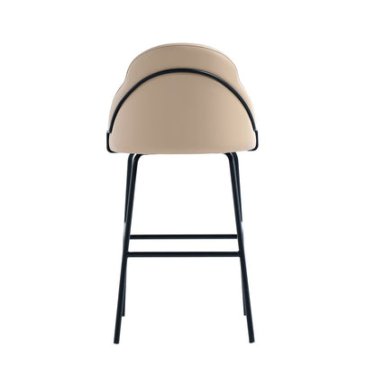 Manhattan Comfort - Gracie Leatherette Barstool with Steel Legs in Tan and Black - Set of 3 - 3-BS022-BTN veiw 4