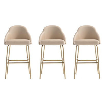 Manhattan Comfort - Gracie Leatherette Barstool with Steel Legs in Tan and Gold - Set of 3 - 3-BS022-GTN veiw 1