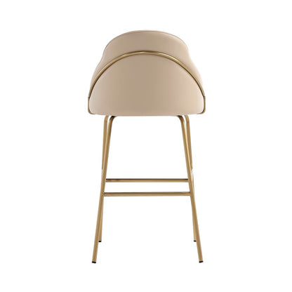 Manhattan Comfort - Gracie Leatherette Barstool with Steel Legs in Tan and Gold - Set of 3 - 3-BS022-GTN veiw 4