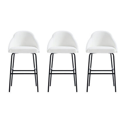 Manhattan Comfort - Gracie Leatherette Barstool with Steel Legs in White and Black - Set of 3 - 3-BS022-BWH veiw 1