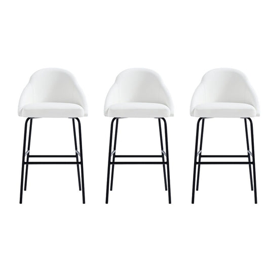 Manhattan Comfort - Gracie Leatherette Barstool with Steel Legs in White and Black - Set of 3 - 3-BS022-BWH veiw 1