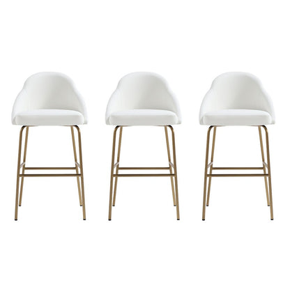 Manhattan Comfort - Gracie Leatherette Barstool with Steel Legs in White and Gold - Set of 3 - 3-BS022-GWH veiw 1