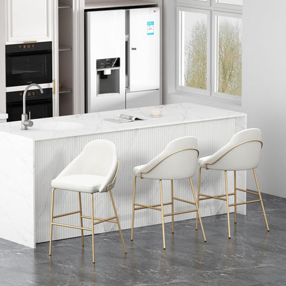 Manhattan Comfort - Gracie Leatherette Barstool with Steel Legs in White and Gold - Set of 3 - 3-BS022-GWH veiw 8
