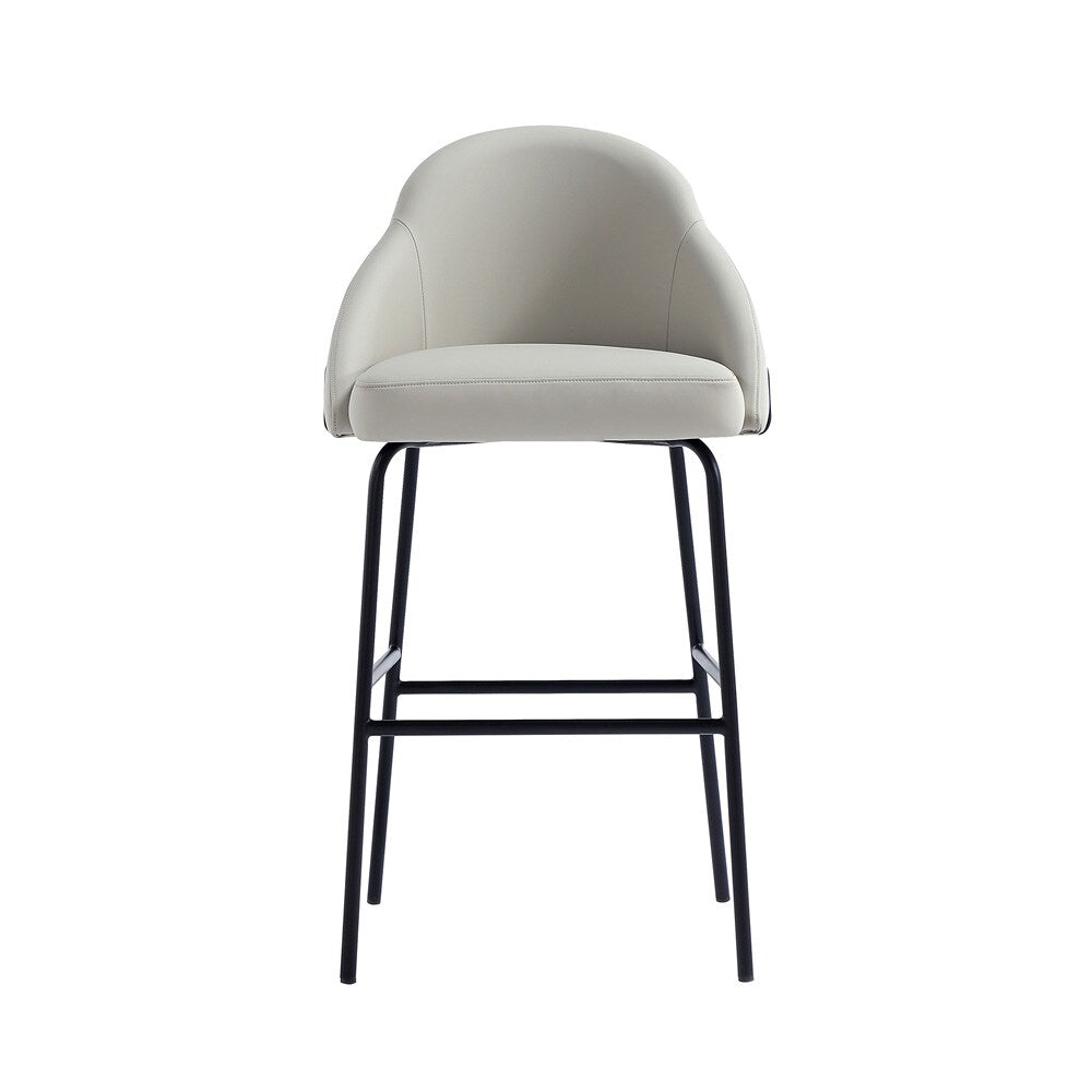 Manhattan Comfort - Gracie Leatherette Barstool with Steel Legs in Stone and Black - BS022-BST veiw 1