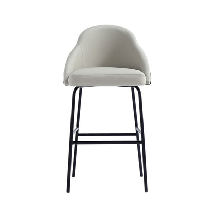 Manhattan Comfort - Gracie Leatherette Barstool with Steel Legs in Stone and Black - BS022-BST veiw 1