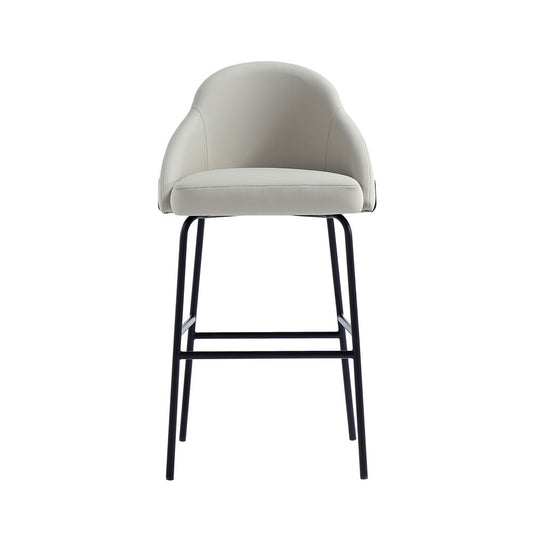 Manhattan Comfort - Gracie Leatherette Barstool with Steel Legs in Stone and Black - BS022-BST veiw 1