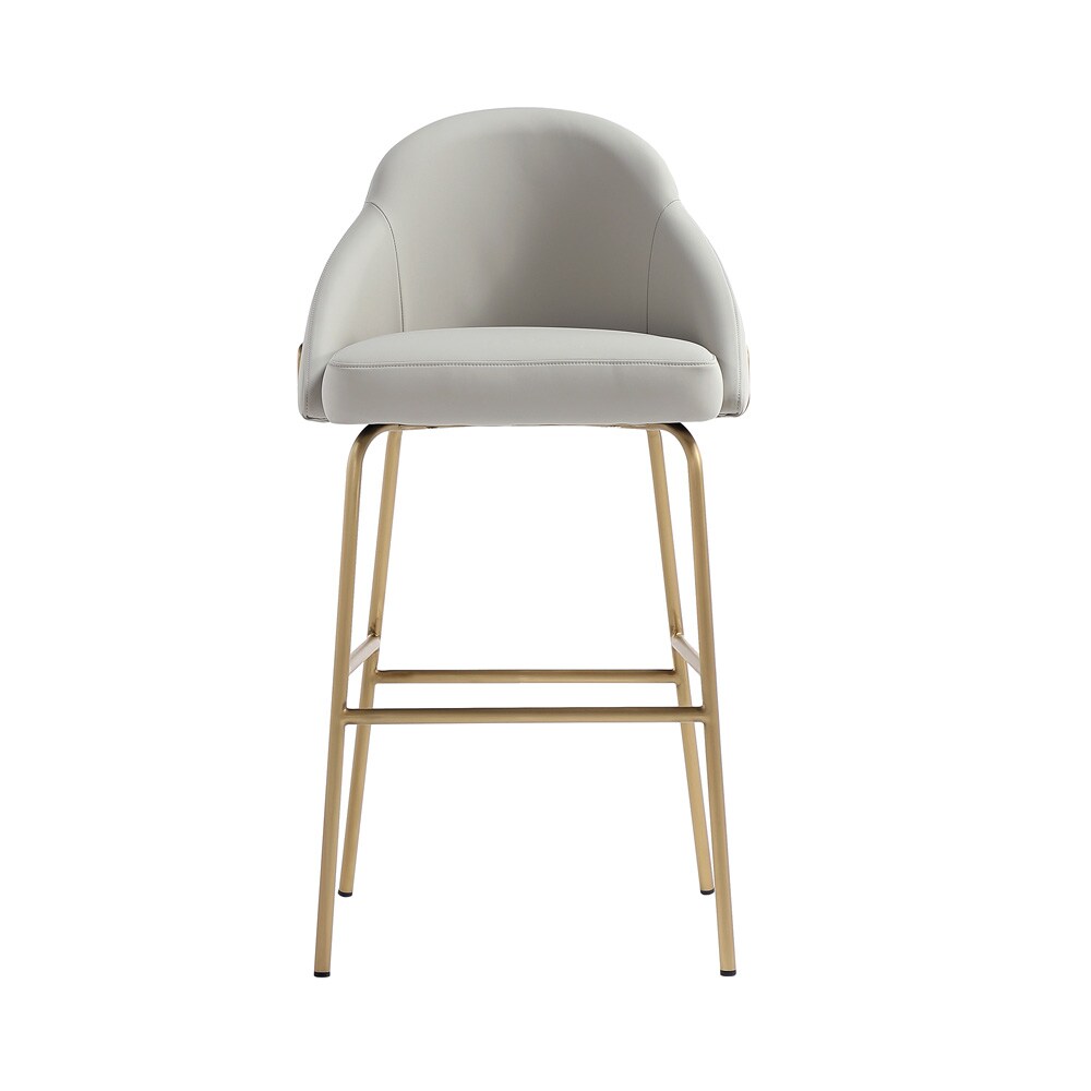Manhattan Comfort - Gracie Leatherette Barstool with Steel Legs in Stone and Gold - BS022-GST veiw 1