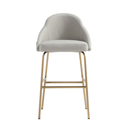 Manhattan Comfort - Gracie Leatherette Barstool with Steel Legs in Stone and Gold - BS022-GST veiw 1