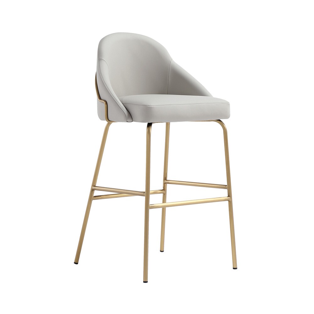 Manhattan Comfort - Gracie Leatherette Barstool with Steel Legs in Stone and Gold - BS022-GST veiw 2