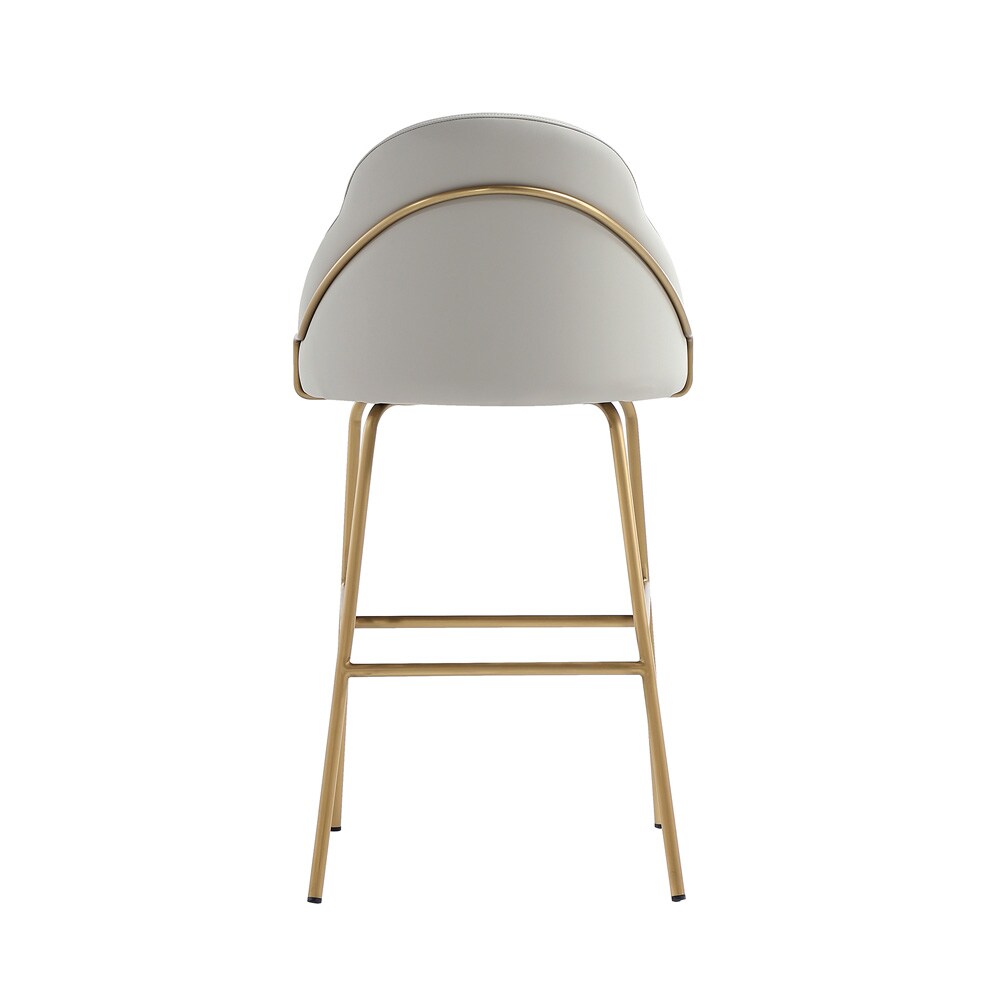 Manhattan Comfort - Gracie Leatherette Barstool with Steel Legs in Stone and Gold - BS022-GST veiw 4