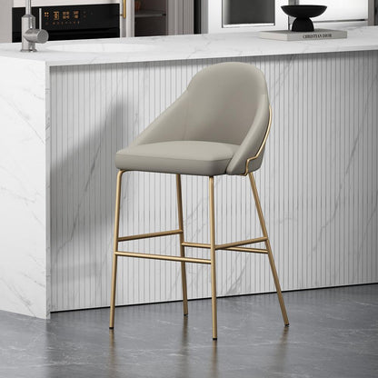 Manhattan Comfort - Gracie Leatherette Barstool with Steel Legs in Stone and Gold - BS022-GST veiw 8