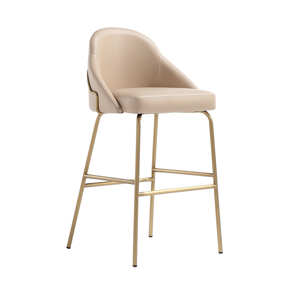 Manhattan Comfort - Gracie Leatherette Barstool with Steel Legs in Tan and Gold - BS022-GTN veiw 2